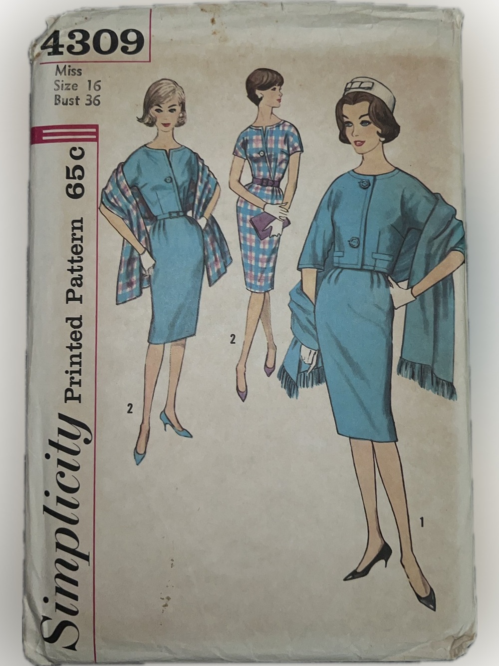 🔴VTG New Simplicity 4309 Uncut Pattern Dress Jacket Stole Sewing Woman 16